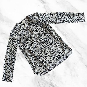 Michael Kors Blouse With Gold Clips Black And White SIZE SMALL